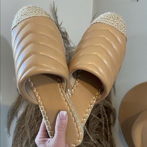 Quilted Tan Mules NIB